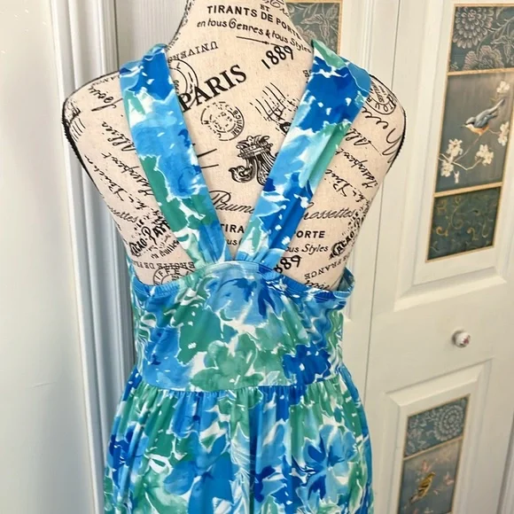 Grace Karin Blue and Green Floral Maxi Dress - Picture 8 of 16